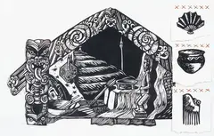 Untitled by Michael Dyer, lithograph with collage, 9/15, offered Jun 2019