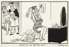 Gordon Minhinnick, Where did you get that hat?, ink on paper