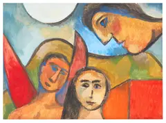 Colin McCahon, Annunciation, gouache on paper laid onto board