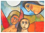 Colin McCahon, Annunciation, gouache on paper laid onto board