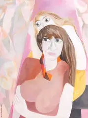 Louise Henderson, Femmes Curieuses, oil on board