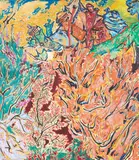 Philip Trusttum, Orange Bush, Garden Painting, oil on board, 1975