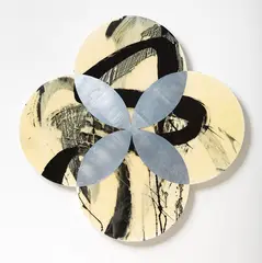 Hewn from that Same Stone by Max Gimblett, mixed media on quatrefoil shaped canvas, offered Apr 2019