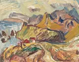 Toss Woollaston, Golden Bay, oil on board