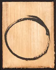 Enso – Timeless by Max Gimblett, Sumi ink / Japanese Kusakizome on Kuri-hakeme Handmade Brushed Chestnut paper, sold Feb 2019