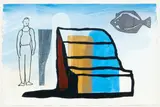 Richard Killeen, Italo’s fish painting, watercolour and acrylic on screenprinted paper