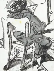 Philip Clairmont, Rachel Seated (Study), pastel on paper