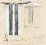 Ralph Hotere, Working Drawing for Music Faculty Building, University of Auckland, graphite and crayon on graph paper