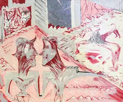 Bill Hammond, Judder Bars, Murals and Love, oil on canvas