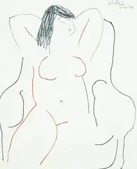 Untitled by Ralph Hotere, ink on paper, sold Feb 2019