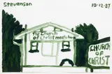 Michael Stevenson, The Church of Christ meets here, acrylic on paper