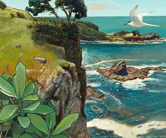 Russell Jackson, Waewaetoria Island, Bay of Islands, enamel on board