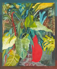 John Papas, Garden Study, oil on board