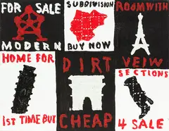 For Sale by Peter Robinson, oilstick and acrylic on canvasboard, 1996, sold Feb 2019