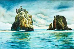 Stanley Palmer, The Pinnacles, oil on linen mounted to board