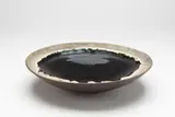 Rare Crater Lake bowl by Len Castle, matt dark grey stained earthenware with unique black glaze to the well, offered Feb 2019
