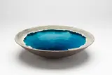 Crater Lake/Alkaline Pool bowl by Len Castle, matt grey stained earthenware, sold Feb 2019