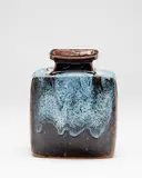 Branch Vase by Len Castle, press moulded stoneware with jun glaze over tenmoku, offered Feb 2019