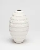 John Parker, White ovoid grooved vase, textured surface