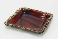 Press moulded square platter by Doreen Blumhardt, stoneware, sold Feb 2019
