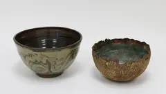 Doreen Blumhardt, Large pottery bowl, together with a tall deep bowl