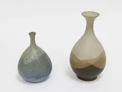 Carol Wilson, Two stoneware bottle vases, matt glazes