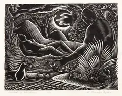 Ernest Mervyn Taylor, Creation of Hineahuone, engraving, edition of 30