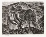 Rona Ina Dyer, Aberfan, wood engraving, edition 11/25