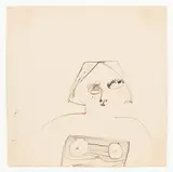Ralph Hotere, Untitled – portrait, ink on paper