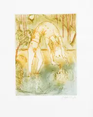 Arthur Merric Boyd, Man and Reflection (Narcissus), colour etching, 40/40