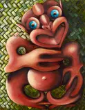 Ylva Maxwell, Yellow Hei Tiki on Takirua, oil on canvas