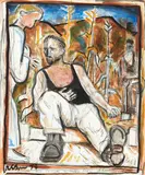 Nigel Brown, The Suicide of van Gogh, mixed media of paper