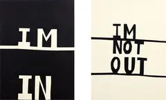 Ronnie van Hout, I’m In/I’m Not Out, acrylic on cotton duck (diptych)