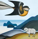 Don Binney, Pastoral, Te Henga, oil on canvas