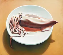 Squid on a Plate by Michael Smither, oil on board, offered Nov 2018