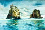 Stanley Palmer, The Pinnacles, oil on linen mounted to board