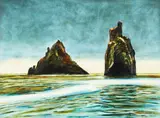 Stanley Palmer, The Pinnacles After Rain, oil on linen mounted to board
