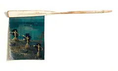 Semaphoar by Bill Hammond, acrylic and metallic pigment on Belgian linen mounted to found oar, sold Nov 2018