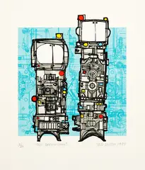 Two Technicians by Ted Dutch, silkscreen print, 1/36, sold Oct 2018