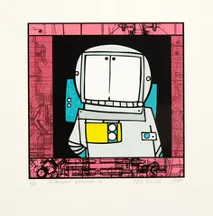 Astronaut Looking In by Ted Dutch, silkscreen print, 1/36, sold Oct 2018