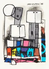 Untitled by Ted Dutch, watercolour and collage, sold Oct 2018