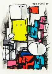 Untitled by Ted Dutch, watercolour and collage, sold Oct 2018