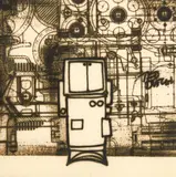 Ted Dutch, Signaller Figure Among Machinery, ceramic tile