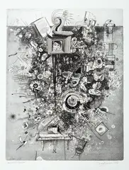 Untitled by Gary Tricker, etching, AP, sold Oct 2018