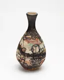 Ted Dutch together with Doris Dutch, Stoneware Vase, thrown by Doris Dutch with exterior decorated by Ted Dutch