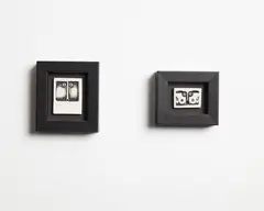 Monochrome ceramic tiles by Ted Dutch, in low relief framed ceramic, sold Oct 2018