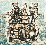 Ted Dutch, King and Queen on the Move, framed ceramic tile