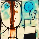 Ted Dutch, Man with Balloon Blowing Machine, ceramic tile