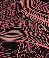 Motorways by Robert Ellis, graphite on paper, sold Oct 2018