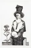 Paul van den Bergh, Clown with thistle, etching, 10/60